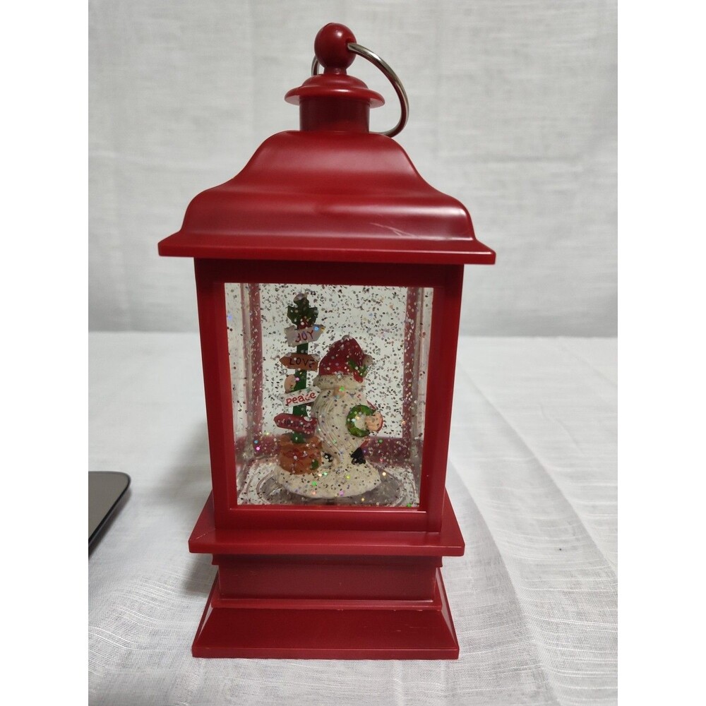 Lighted Snow Globe Water Lantern 11" Red Christmas (Santa Claus) TESTED! - Picture 6 of 6
